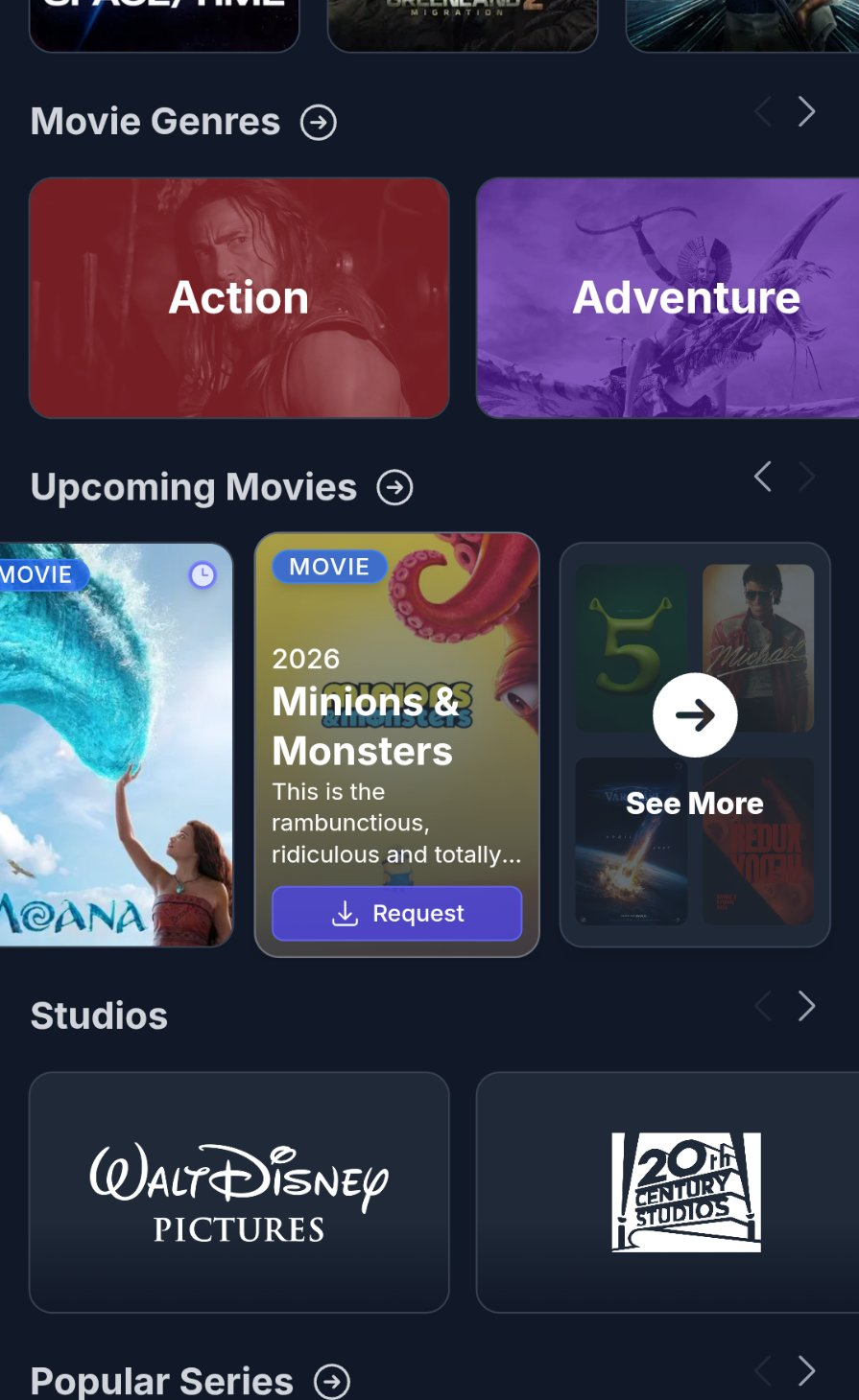 Seerr home with recently added